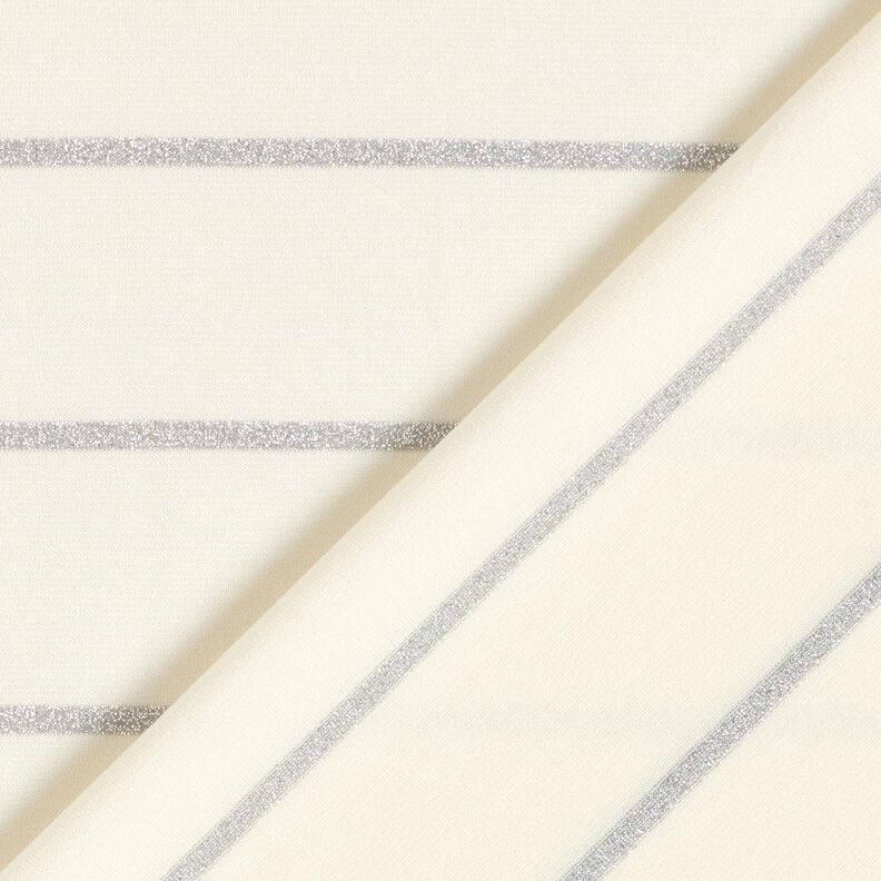 Jersey glitterato a righe larghe &ndash; bianco/argento effetto metallizzato,  image number 5