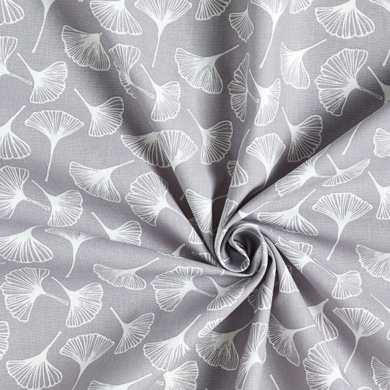 tessuto in cotone cretonne ginkgo – grigio, image number 3