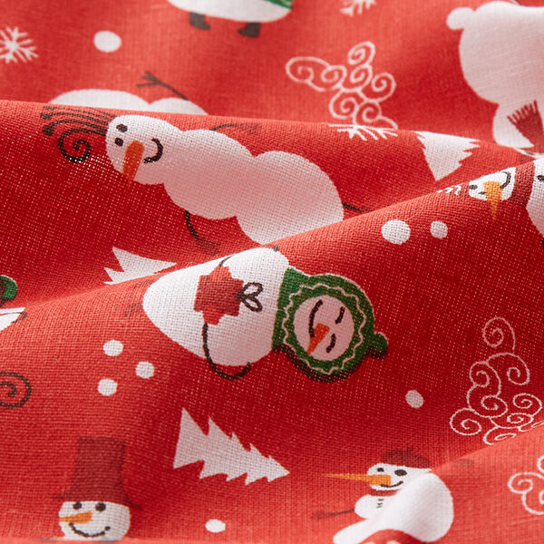 tessuto in cotone cretonne Omini di neve – rosso/bianco, image number 2