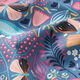 tessuto in cotone cretonne farfalle e fiori – grigio blu/pink,  thumbnail number 2