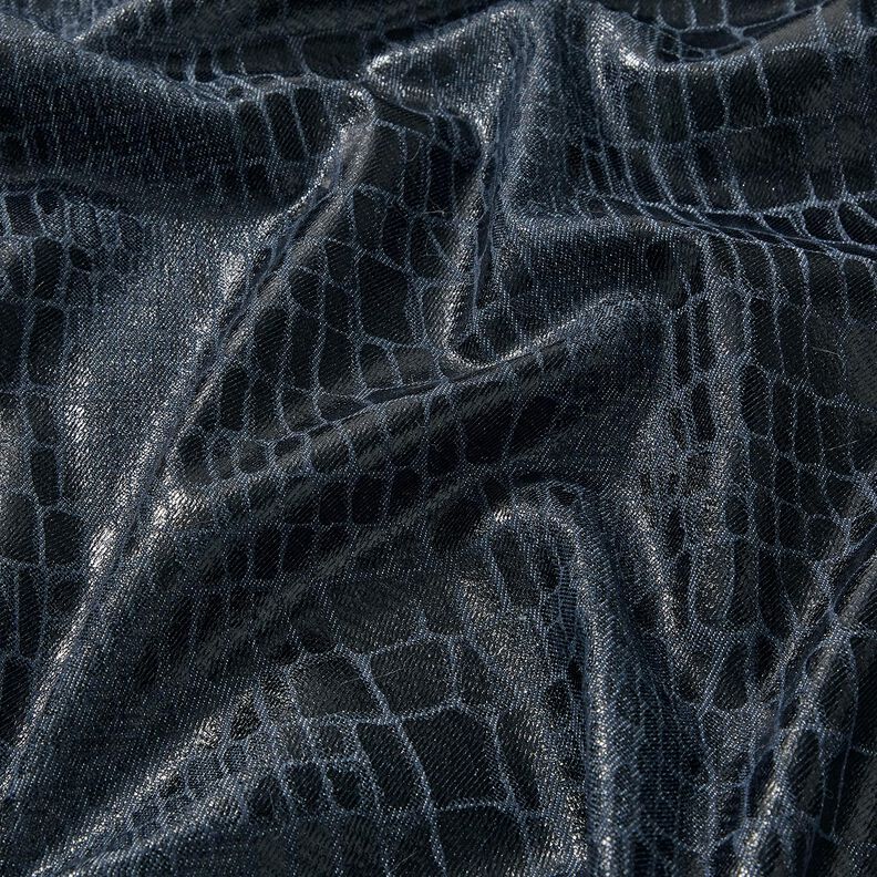 Denim in viscosa effetto rettile – nero-azzurro, image number 2