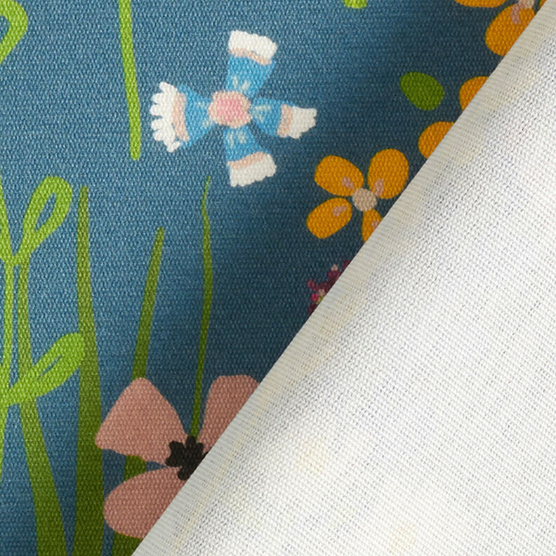 Tessuti da esterni canvas uccelli e fiori – blu acciaio,  image number 4
