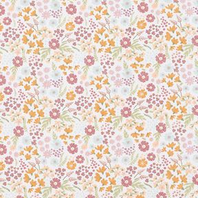 Popeline di cotone biologico con dolci fiori – bianco/giallo, 