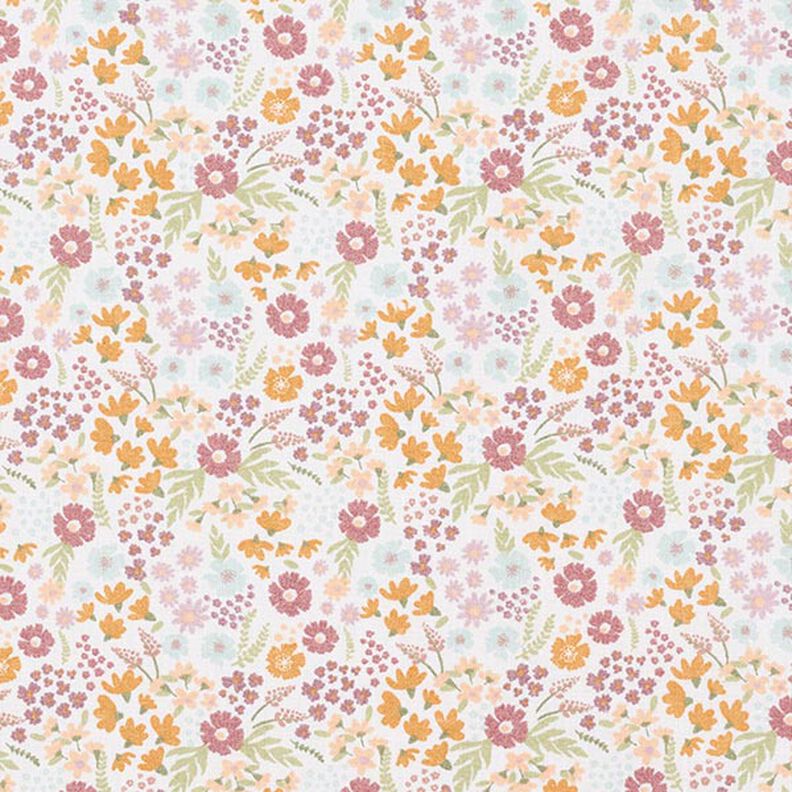 Popeline di cotone biologico con dolci fiori – bianco/giallo,  image number 1