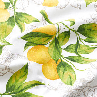 tessuto arredo panama limoni – bianco/giallo limone, 