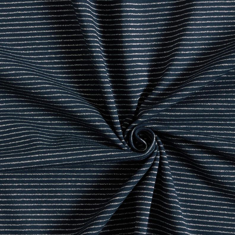 Jersey di cotone rigato lurex – blu notte/argento, image number 3