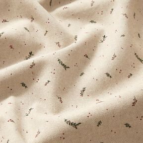 tessuto arredo mezzo panama Piccole bacche invernali – naturale/rosso carminio, 