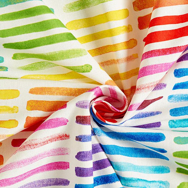 tessuto arredo mezzo panama strisce arcobaleno – bianco,  image number 3