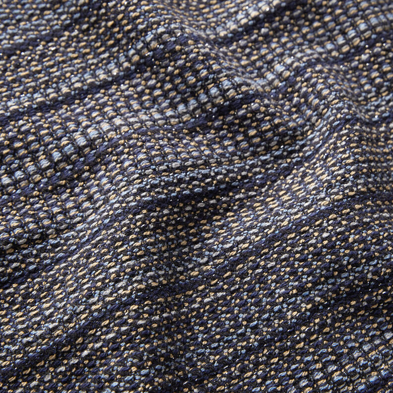 Tessuto per cappotto testurizzato filato glitterato – blu notte/duna,  image number 2