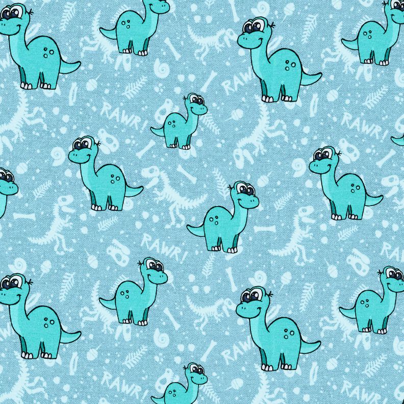 jersey di cotone Dinosauri e fossili | Glitzerpüppi – azzurro/menta piperita,  image number 1