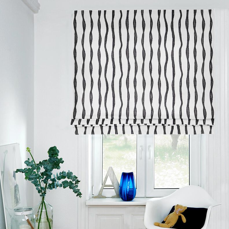 tessuto arredo mezzo panama Righe ondulate – nero/avorio,  image number 6
