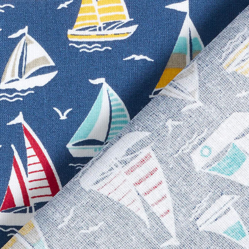 tessuto in cotone cretonne giro in barca a vela – blu oceano/bianco,  image number 4