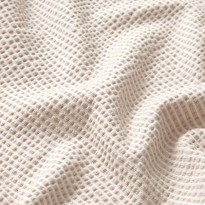 jersey di cotone seersucker Righe sottili – mandorla/bianco, 