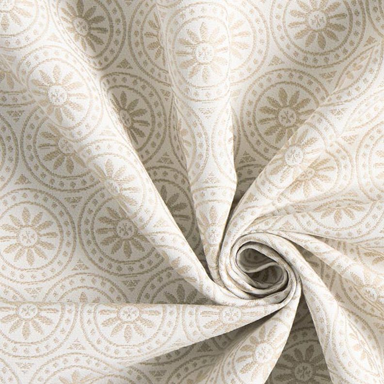 Tessuto jacquard da esterni motivi ornamentali e cerchi – beige/bianco lana,  image number 3