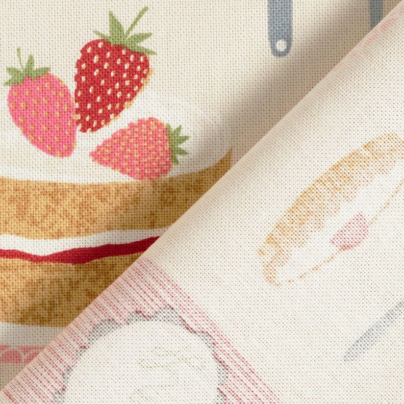 tessuto arredo mezzo panama Torte e pasticcini – beige chiaro/rosa,  image number 4