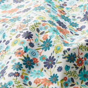 tessuto in cotone cretonne Fiorellini sparsi – petrolio/bianco, 
