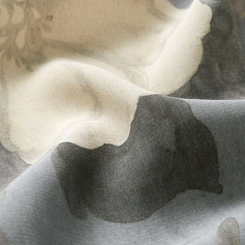Tessuto viscosa con fiori ad acquerello – grigio,  image number 2