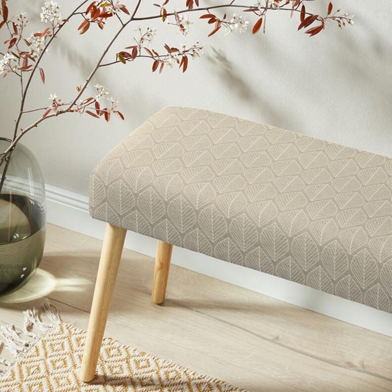 tessuto arredo jacquard foglie – beige,  image number 8