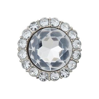 bottone in poliestere con gambo e strass [ 25 mm ] – trasparente, 