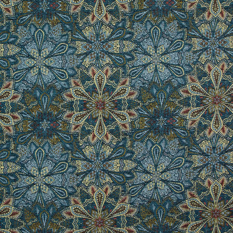 tessuto arredo gobelin fiori mandala – nero/blu,  image number 1
