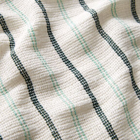 Tessuto di cotone con struttura a griglia a strisce longitudinali – bianco/menta piperita | Resto 100cm, 