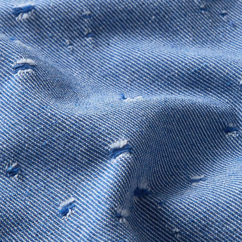 Tessunto Denim misto cotone look distrutto – blu reale,  image number 2