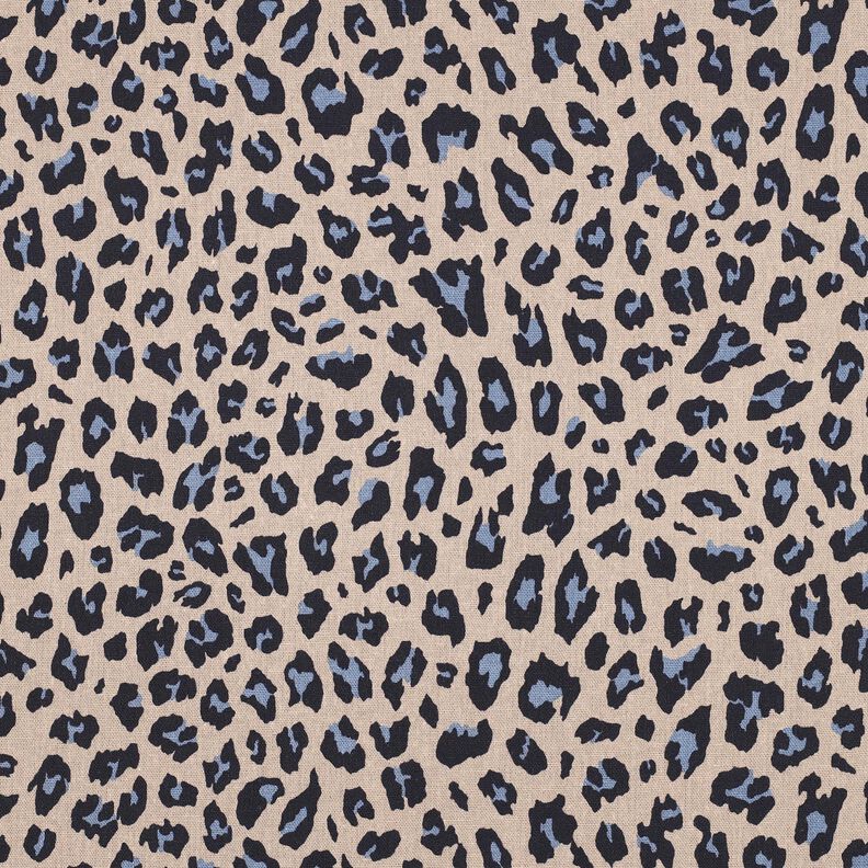 misto lino viscosa stampa leopardata | Poppy Fabrics &ndash; anacardo/blu notte,  image number 1