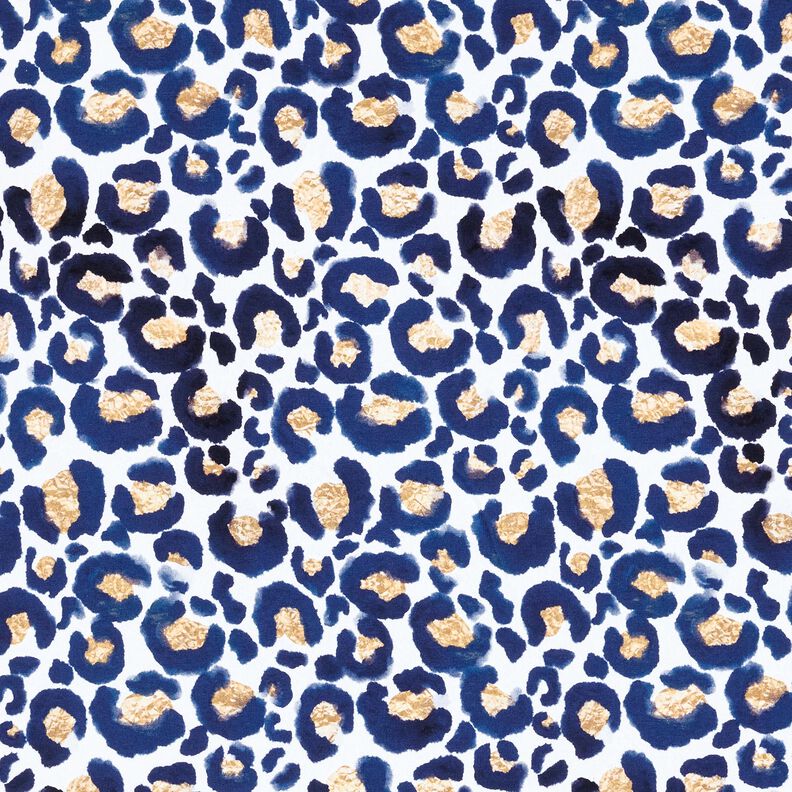 jersey di cotone Leopardo con macchie dorate | Glitzerpüppi – bianco/indaco,  image number 1