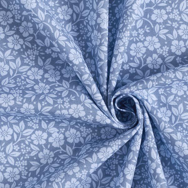 popeline di cotone fiori bicolore – colore blu jeans/azzurro, image number 3