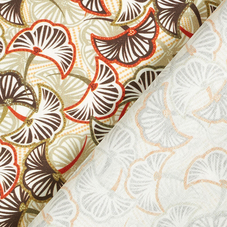 tessuto in cotone popeline Ginkgo astratto – cachi chiaro/terracotta,  image number 4