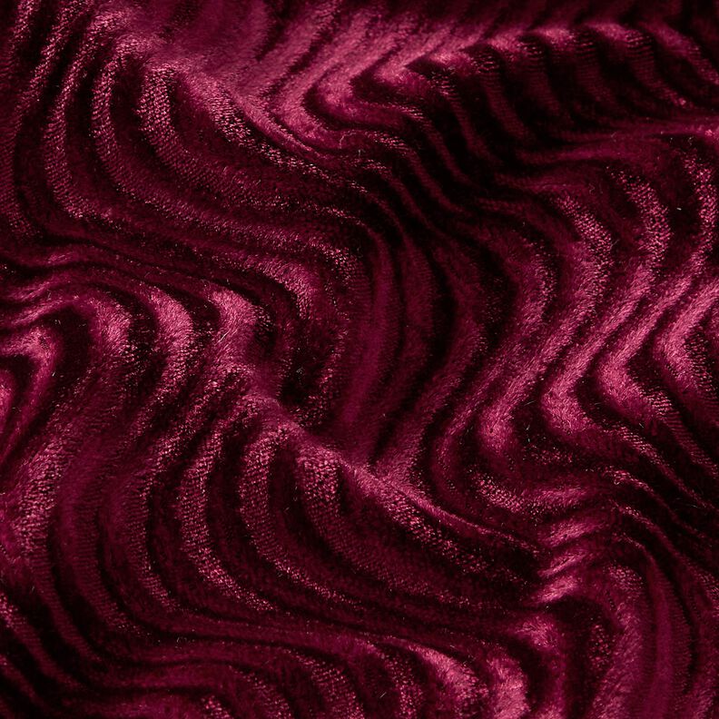 Onde in rilievo in velluto elasticizzato – rosso Bordeaux,  image number 2