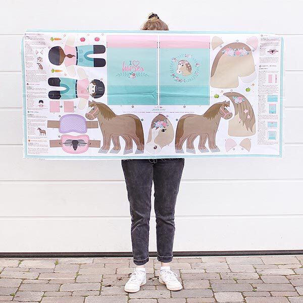 HORSE LOVE Cut & Sew, taglio di tessuto in cotone con cavalli [ 80 x 155 cm ] | Kullaloo,  image number 4
