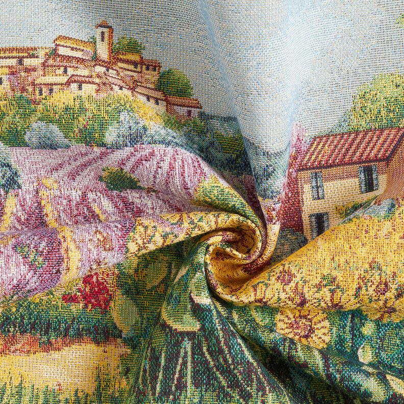taglio di tessuto arredo gobelin Paesaggio fiorente – rosso carminio/beige chiaro,  image number 3