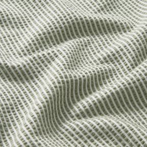 jersey di cotone seersucker Righe sottili – canna palustre/bianco, 