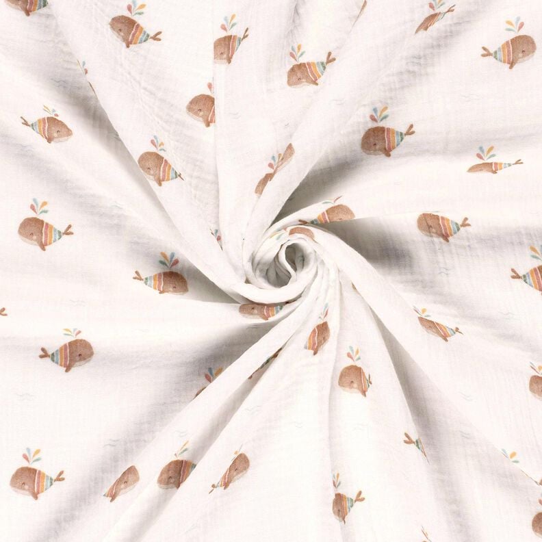 mussolina / tessuto doppio increspato Balena striata stampa digitale – avorio,  image number 3