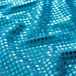 tessuto con paillettes, grandi pois – turchese, 