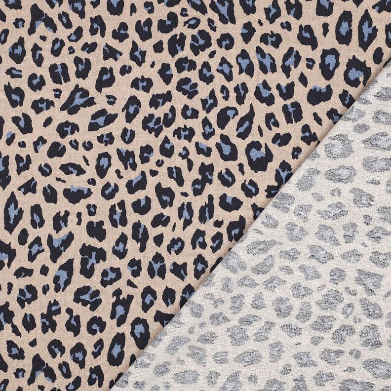 misto lino viscosa stampa leopardata | Poppy Fabrics &ndash; anacardo/blu notte,  image number 4