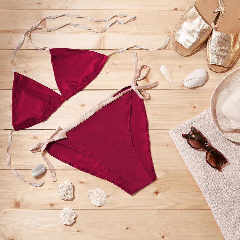 Tessuto per costumi da bagno SPF 50 – rosso Bordeaux,  image number 6