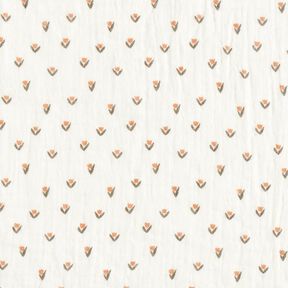 mussolina / tessuto doppio increspato Mini tulipani stampa digitale – bianco, 