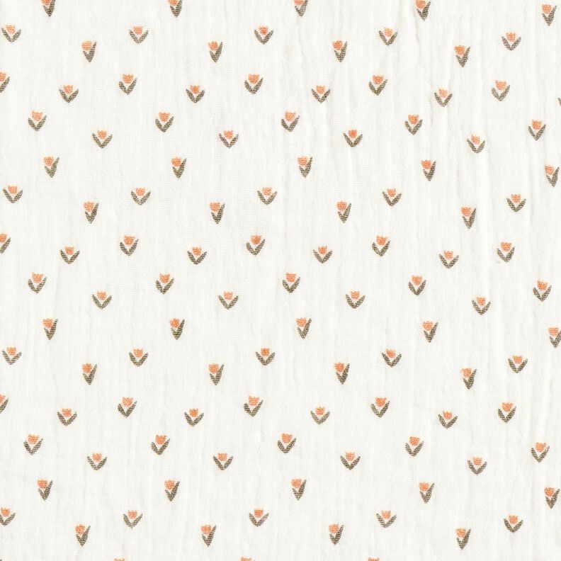mussolina / tessuto doppio increspato Mini tulipani stampa digitale – bianco,  image number 1