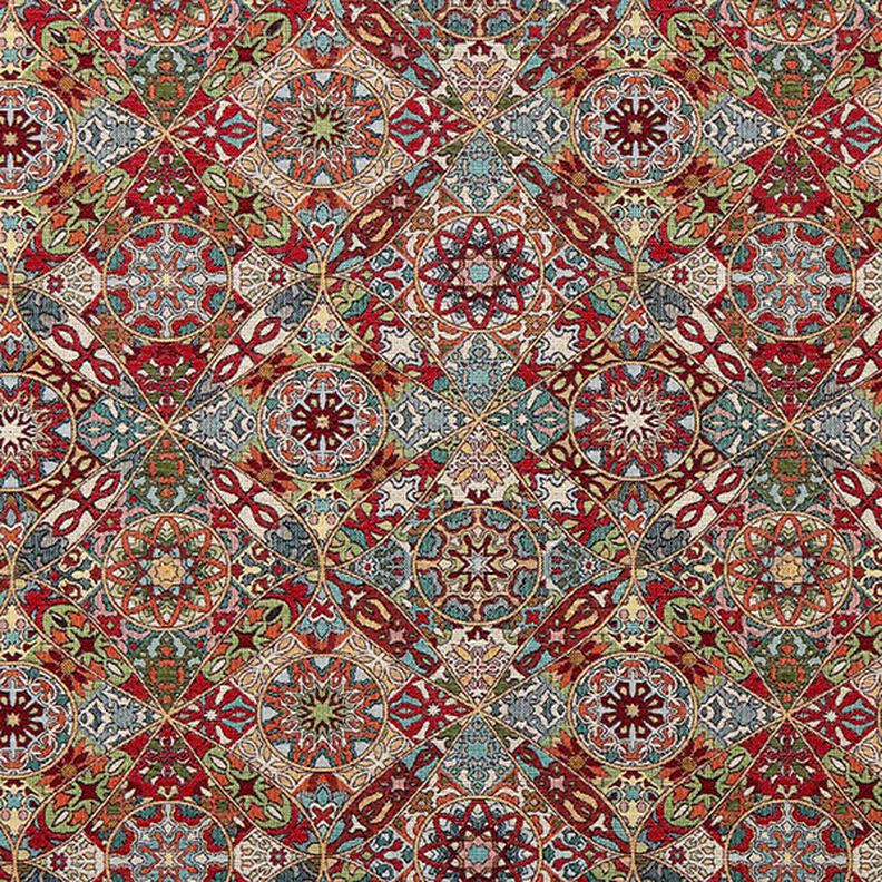 tessuto arredo gobelin Motivi ornamentali intrecciati – beige chiaro/rosso carminio,  image number 1