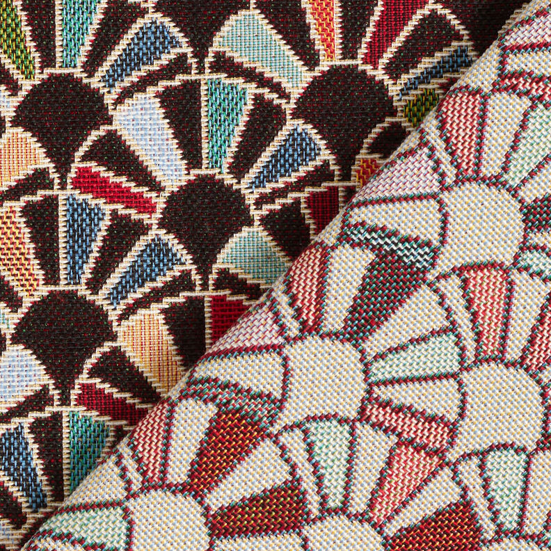 tessuto arredo gobelin Ventagli retrò – nero/rosso carminio,  image number 4