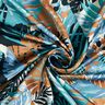 tessuto crêpe satin Palme e Monstera – blu brillante/nero-azzurro | Resto 130cm,  thumbnail number 3