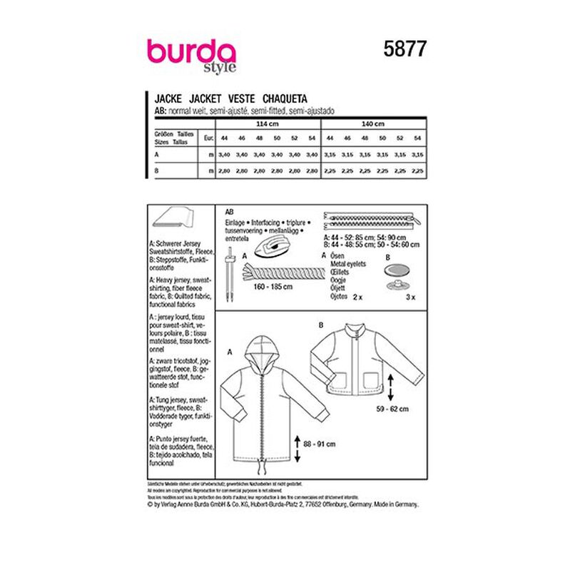 giacca taglie comode | Burda 5877 | 44-54,  image number 9