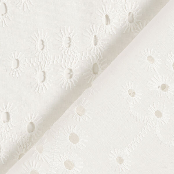 tessuto in cotone, ricami a giorno, gocce – bianco, image number 4