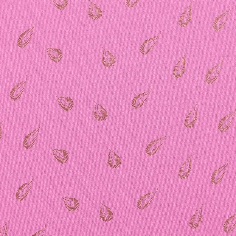 Tessuto in viscosa con stampa lamina di piume – pink,  image number 1