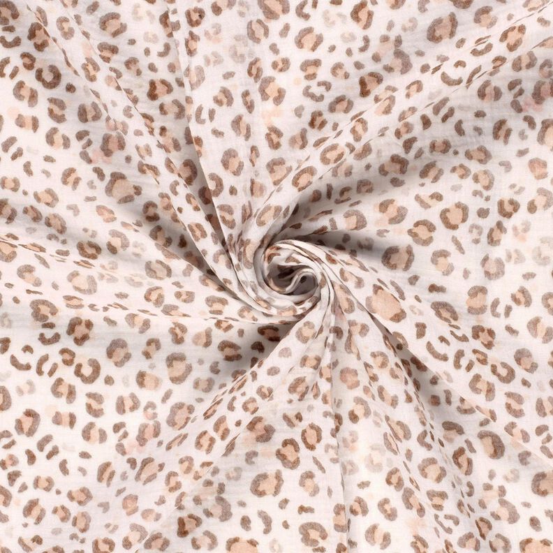 mussolina / tessuto doppio increspato Acquerello Leopardato stampa digitale – avorio,  image number 3