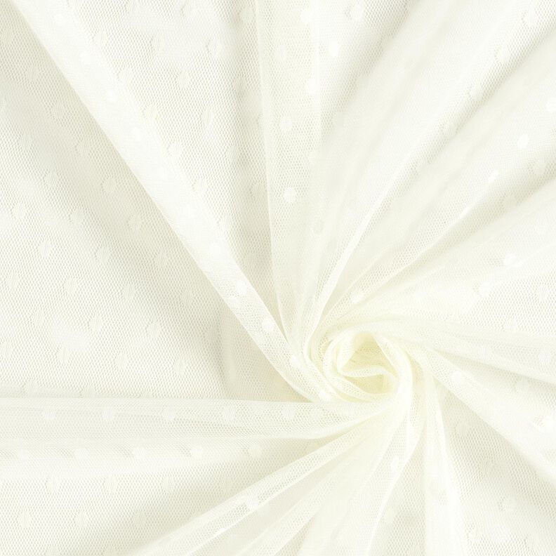 Tessuto a rete soft a pois – bianco lana,  image number 4