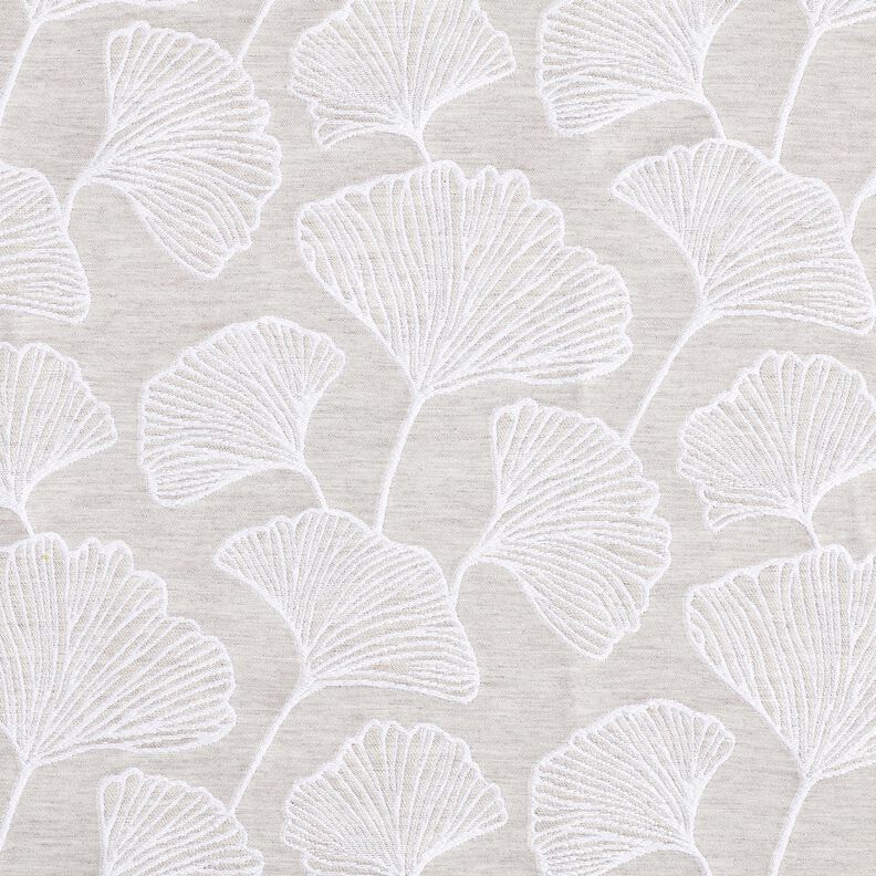 tessuto arredo Jacquard Grande ginkgo – grigio nebbia/avorio,  image number 1