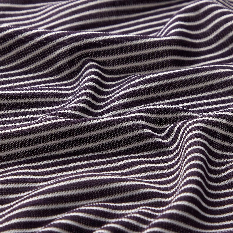 maglia fine Righe sottili – prugna/bianco,  image number 2